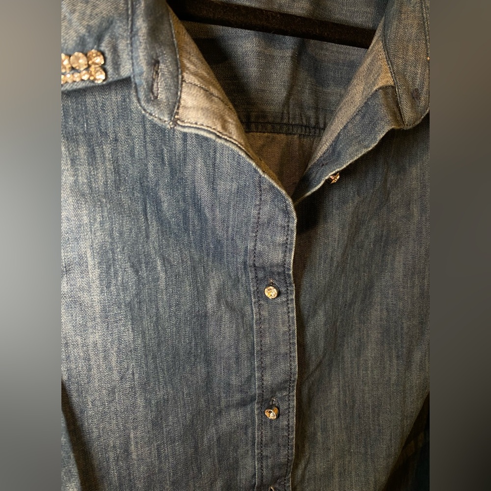 Talbots Embellished Collar Denim Button Front Shirt size 2X NWOT - Picture 4 of 7